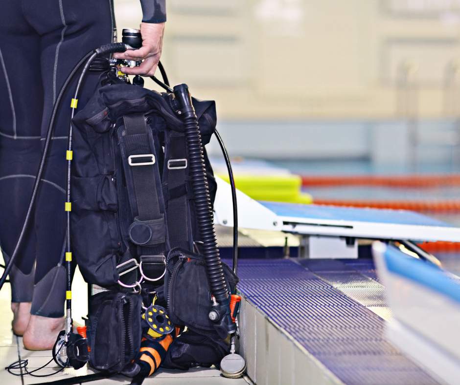 Dive kit Scuba diving kit, pool side