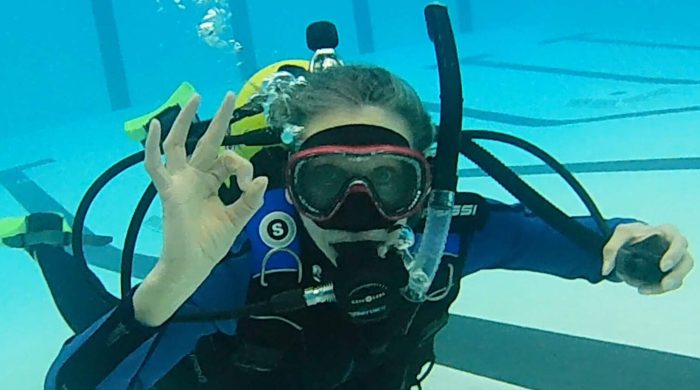 scuba diver in the pool